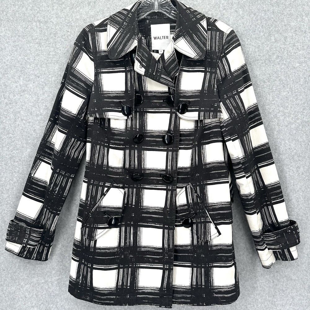 Walter‎ Baker Walter Girl  Blazer Jacket Double Breasted Pockets Black White
